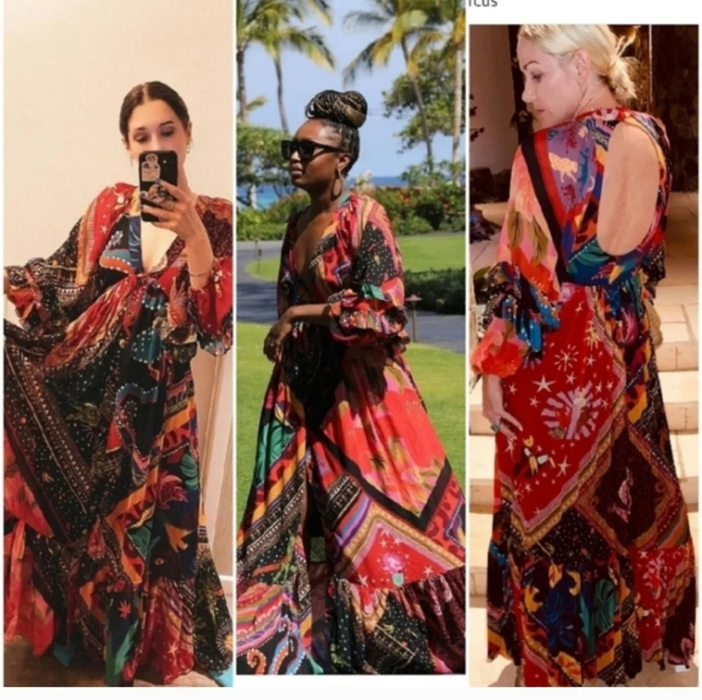 Farm Rio Diagnoal Scarf Maxidress - Picture 5 of 6
